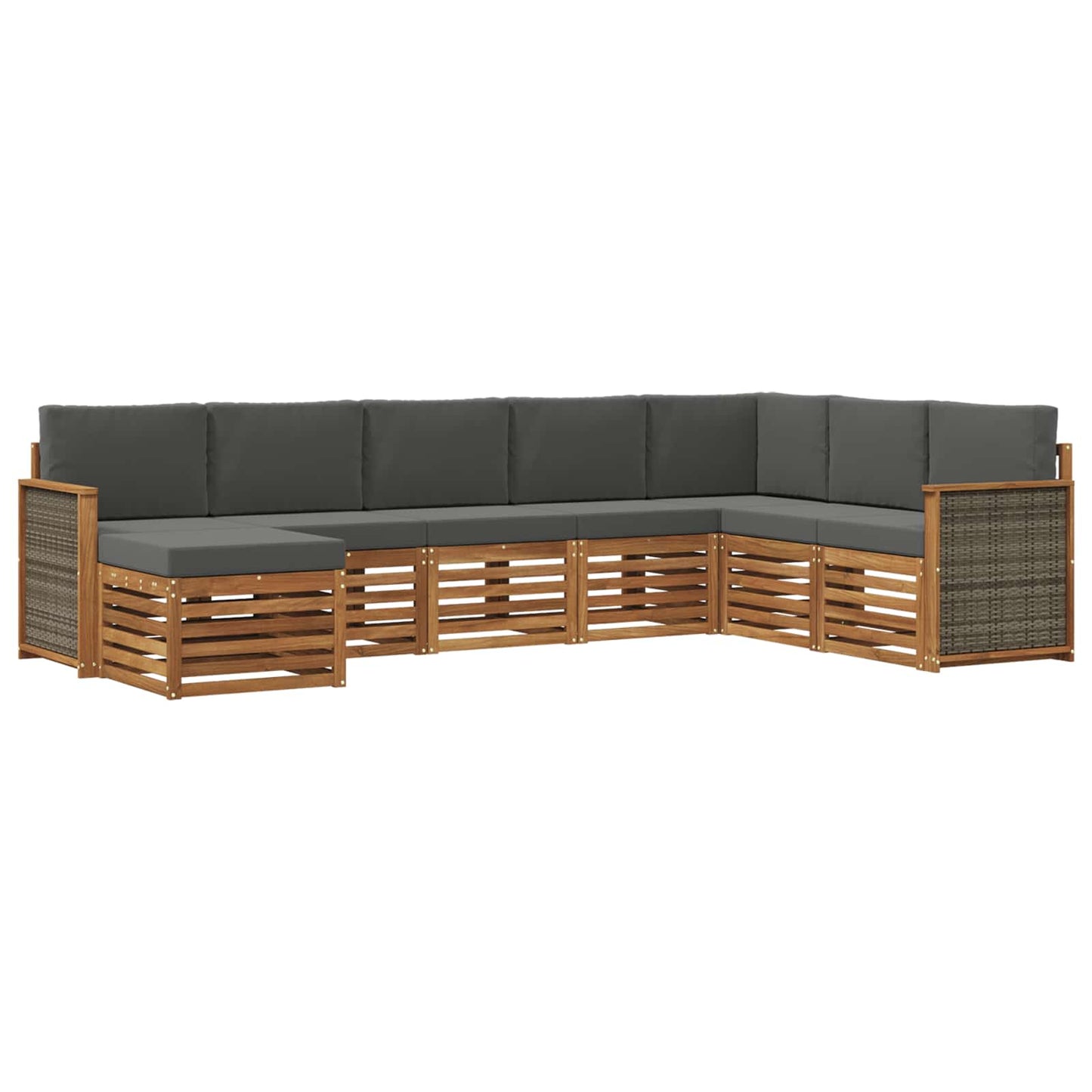 Buiten bankenset met kussen 6 pcs Natuurlijk en Antraciet is nu te koop bij PeponiXL, paradijselijk wonen!