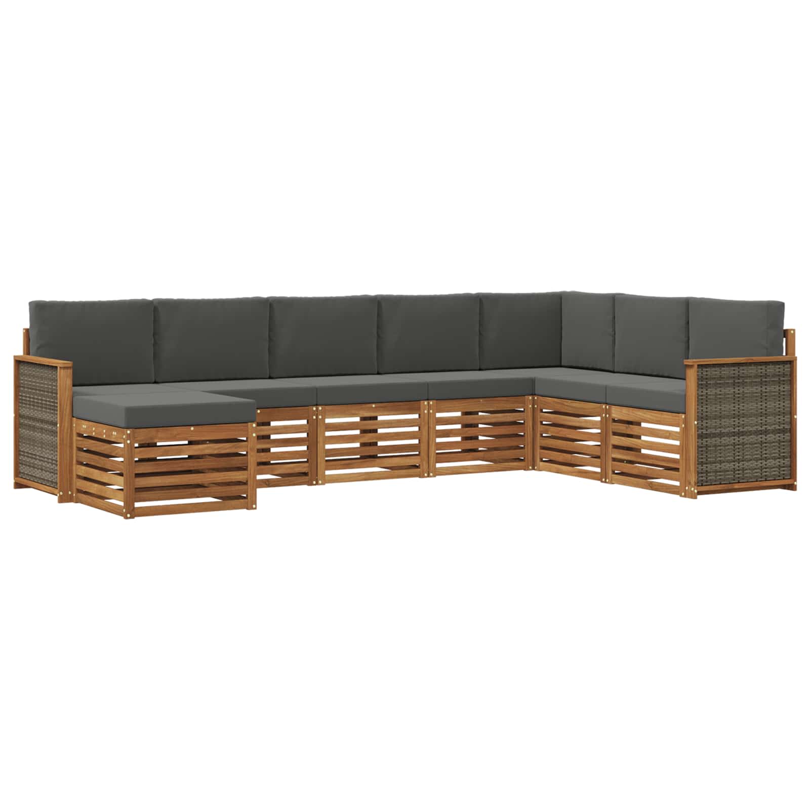 Buiten bankenset met kussen 6 pcs Natuurlijk en Antraciet is nu te koop bij PeponiXL, paradijselijk wonen!
