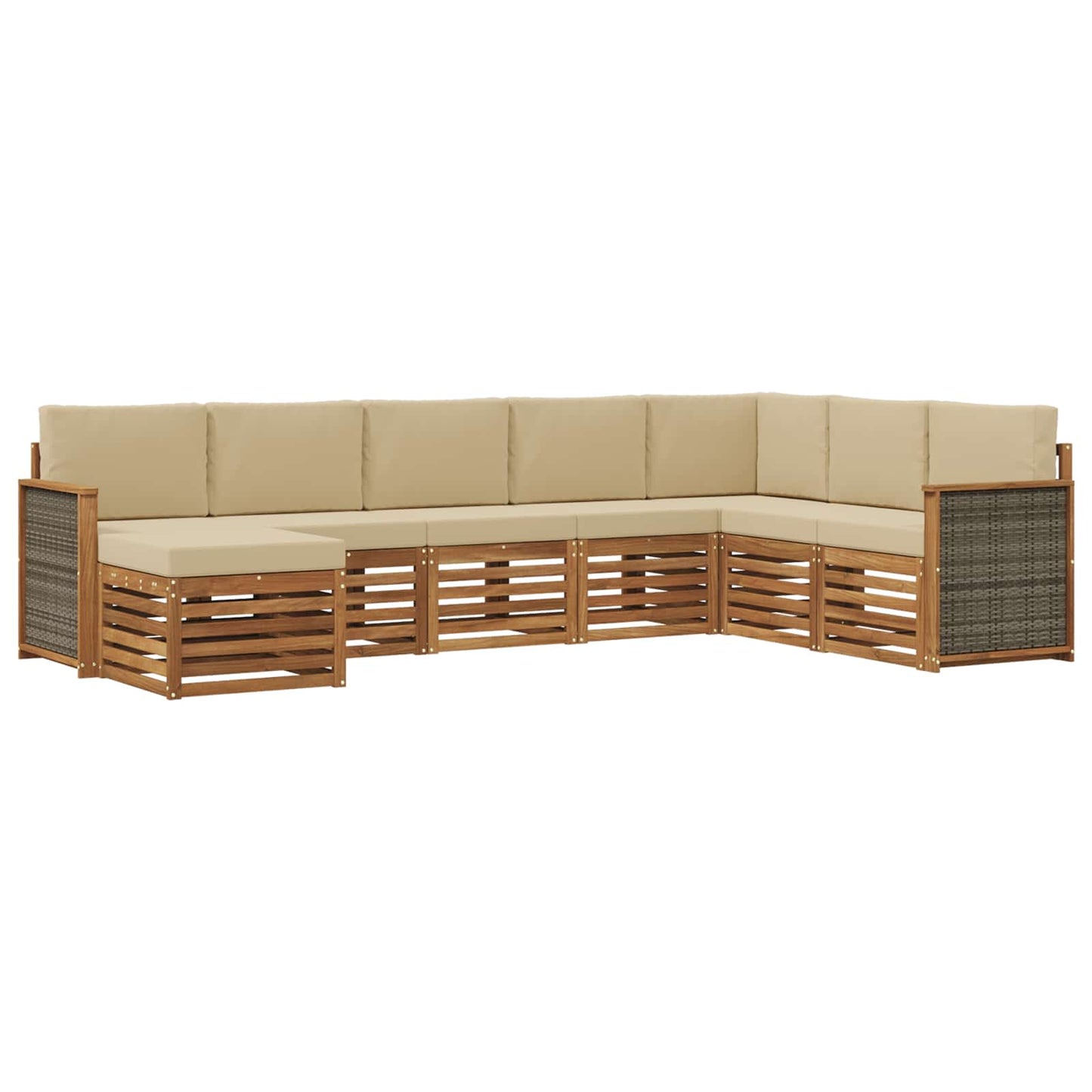 Buiten bankenset 6 pcs Naturel Massief Acaciahout en Polyester is nu te koop bij PeponiXL, paradijselijk wonen!