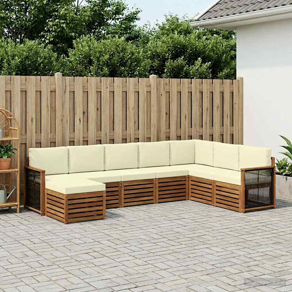 Buiten bankenset met kussen 6 pcs Natuurlijk en Crème is nu te koop bij PeponiXL, paradijselijk wonen!