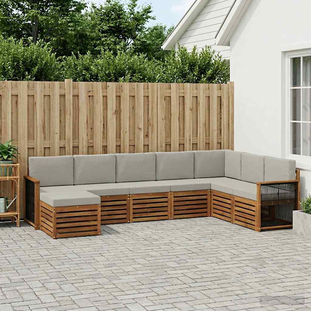 Buiten bankenset met kussen 6 pcs Naturel en lichtgrijs is nu te koop bij PeponiXL, paradijselijk wonen!