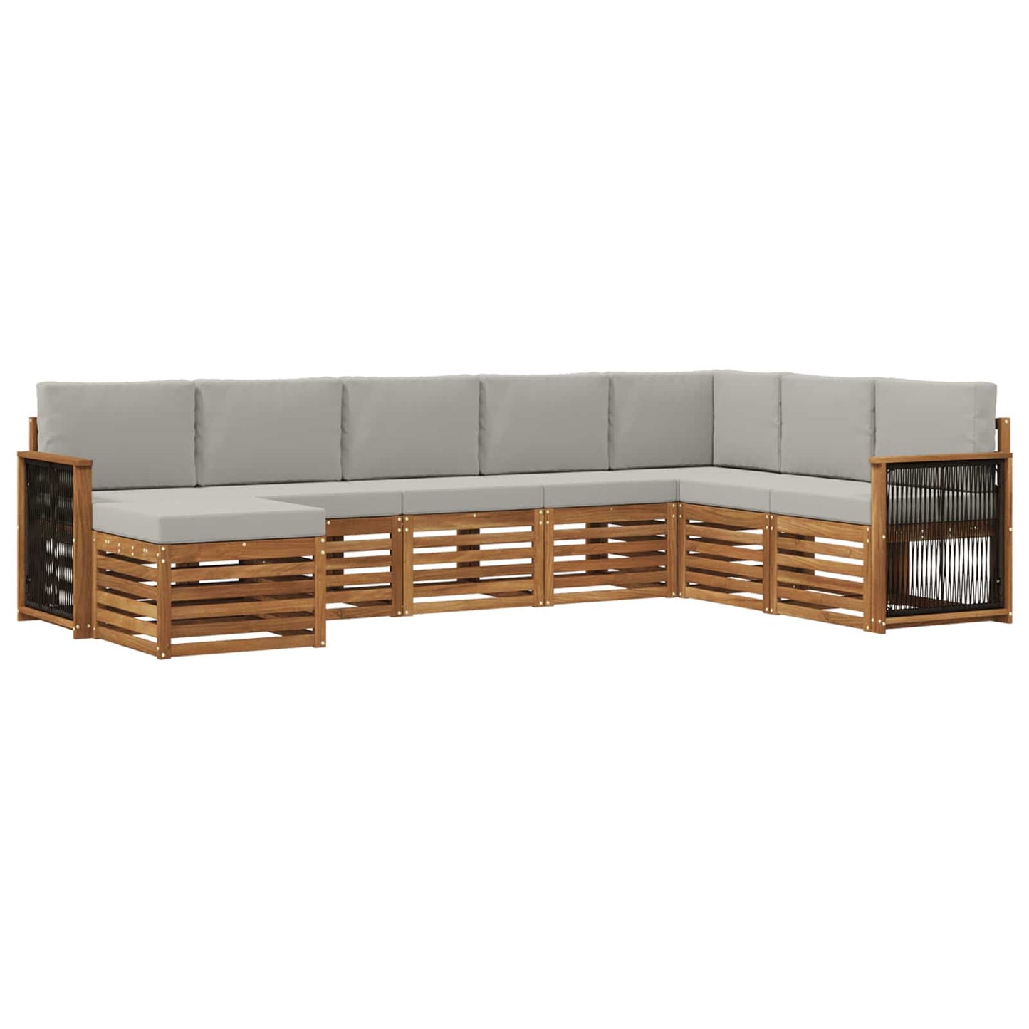 Buiten bankenset met kussen 6 pcs Naturel en lichtgrijs is nu te koop bij PeponiXL, paradijselijk wonen!