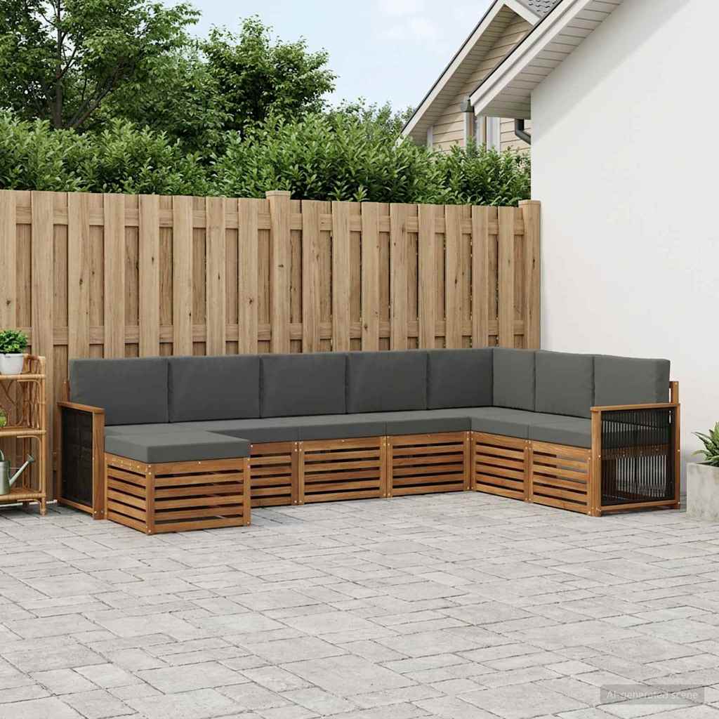Buiten bankenset met kussen 6 pcs Natuurlijk en Antraciet is nu te koop bij PeponiXL, paradijselijk wonen!