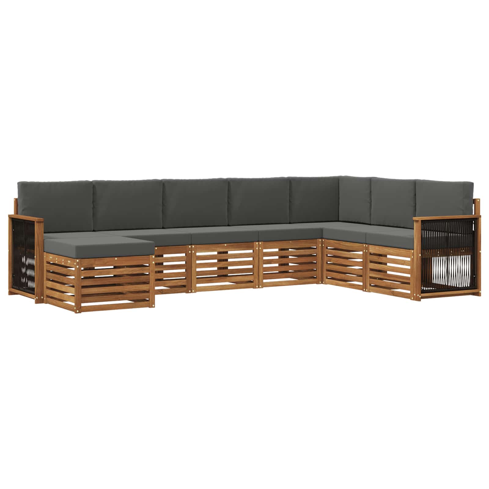 Buiten bankenset met kussen 6 pcs Natuurlijk en Antraciet is nu te koop bij PeponiXL, paradijselijk wonen!