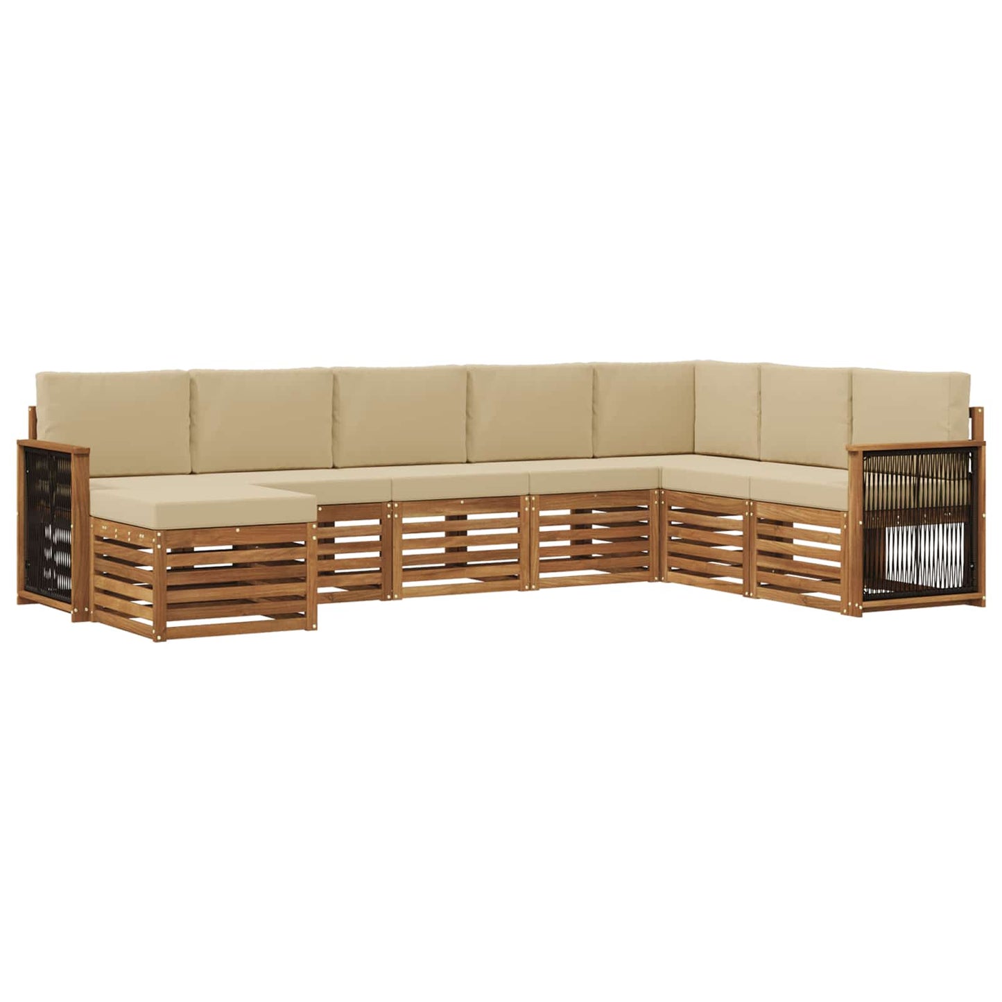 Buiten bankenset 6 pcs Naturel Massief Acaciahout en Polyester is nu te koop bij PeponiXL, paradijselijk wonen!
