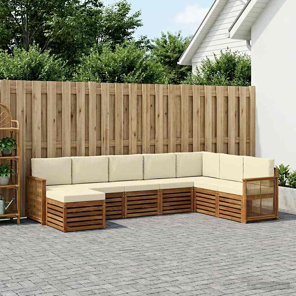 Buiten bankenset met kussen 6 pcs Natuurlijk en Crème is nu te koop bij PeponiXL, paradijselijk wonen!