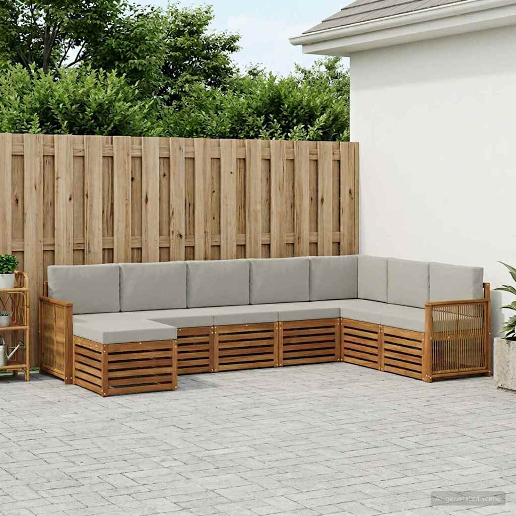 Buiten bankenset met kussen 6 pcs Naturel en lichtgrijs is nu te koop bij PeponiXL, paradijselijk wonen!