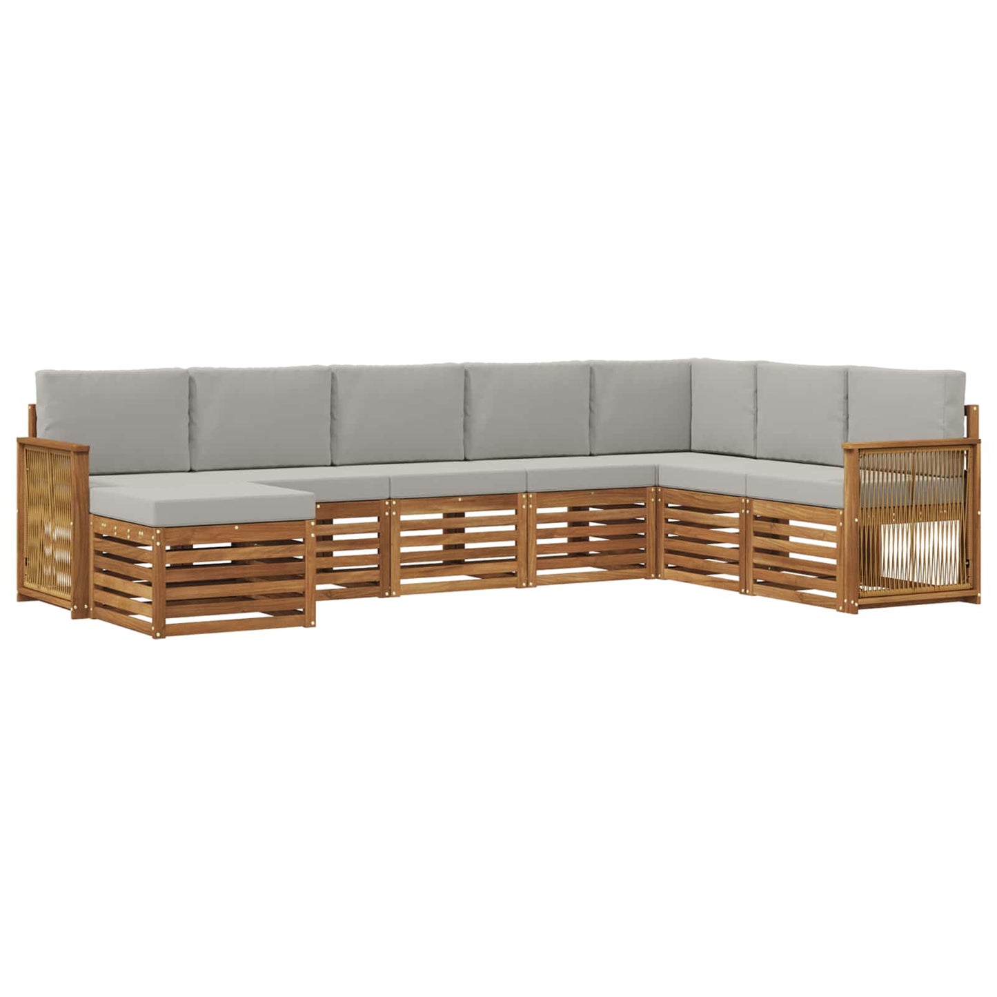 Buiten bankenset met kussen 6 pcs Naturel en lichtgrijs is nu te koop bij PeponiXL, paradijselijk wonen!