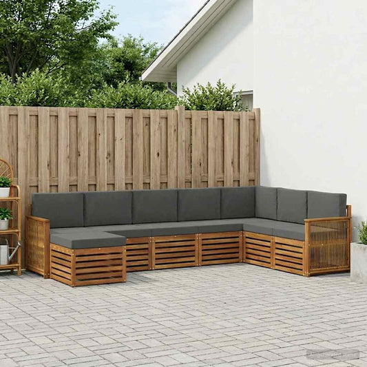 Buiten bankenset met kussen 6 pcs Natuurlijk en Antraciet is nu te koop bij PeponiXL, paradijselijk wonen!