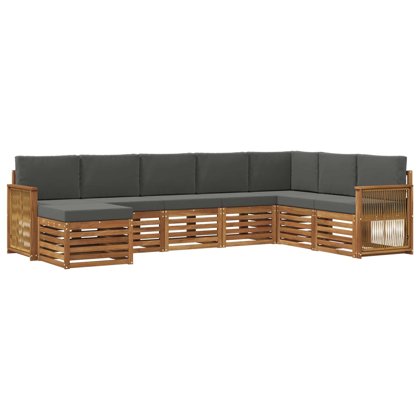 Buiten bankenset met kussen 6 pcs Natuurlijk en Antraciet is nu te koop bij PeponiXL, paradijselijk wonen!