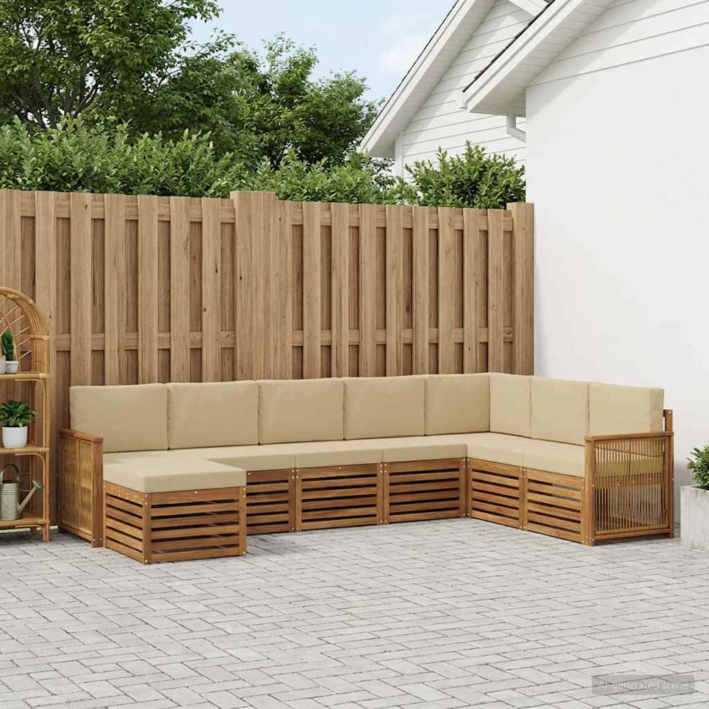 Buiten bankenset 6 pcs Naturel Massief Acaciahout en Polyester is nu te koop bij PeponiXL, paradijselijk wonen!