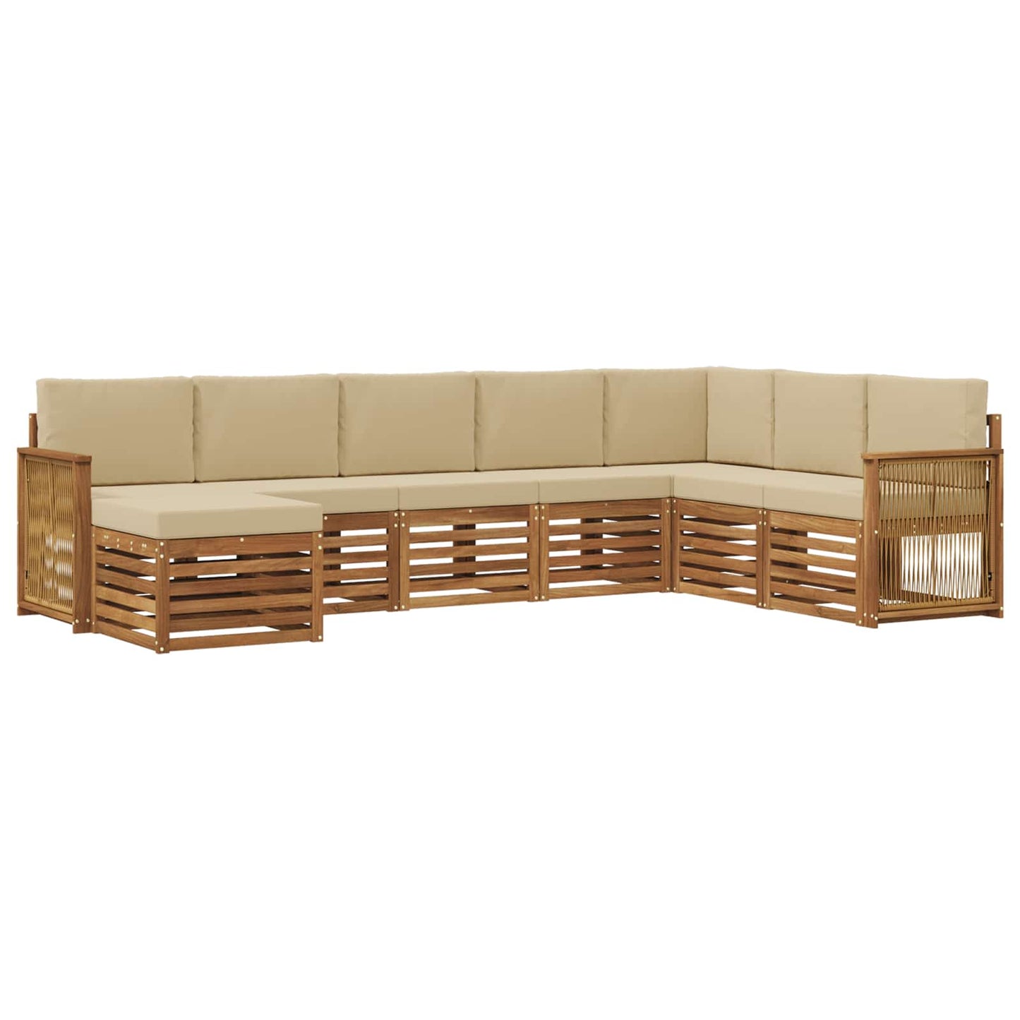 Buiten bankenset 6 pcs Naturel Massief Acaciahout en Polyester is nu te koop bij PeponiXL, paradijselijk wonen!