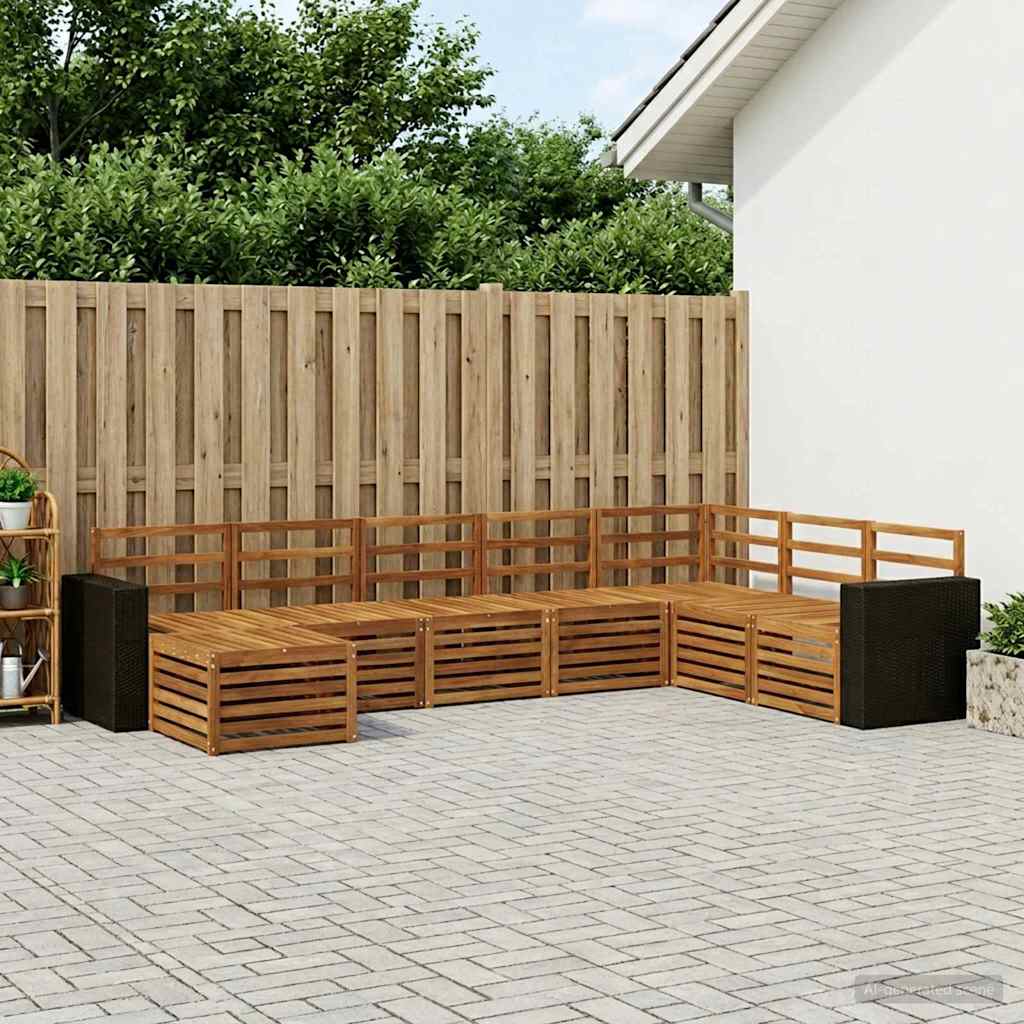 Buiten bankenset 8 pcs Naturel Massief Acaciahout is nu te koop bij PeponiXL, paradijselijk wonen!