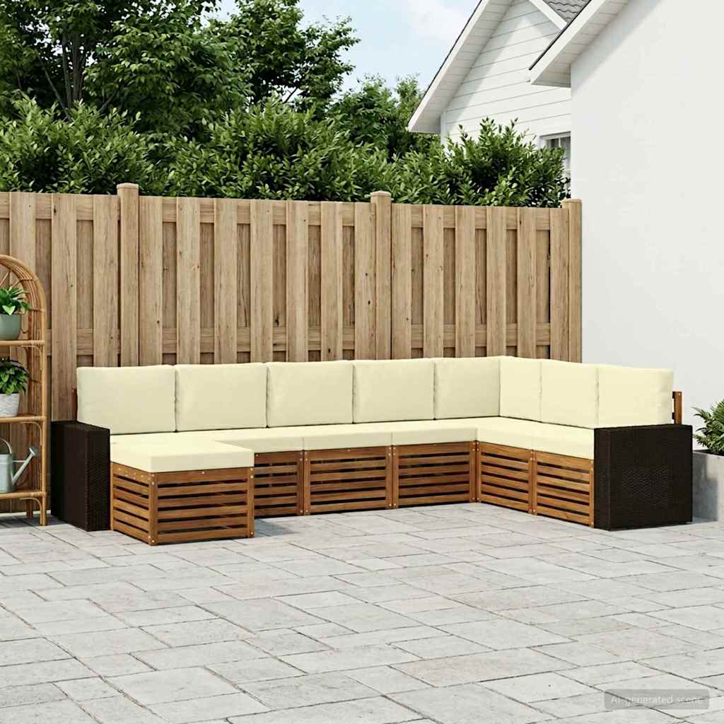 Buiten bankenset met kussen 8 pcs Natuurlijk en Crème is nu te koop bij PeponiXL, paradijselijk wonen!
