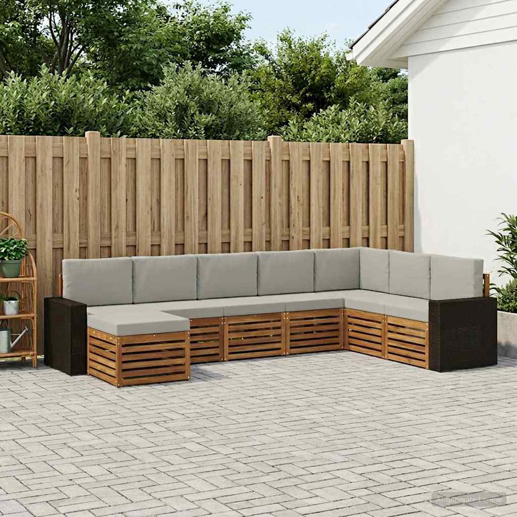Buiten bankenset met kussen 8 pcs Naturel en lichtgrijs is nu te koop bij PeponiXL, paradijselijk wonen!