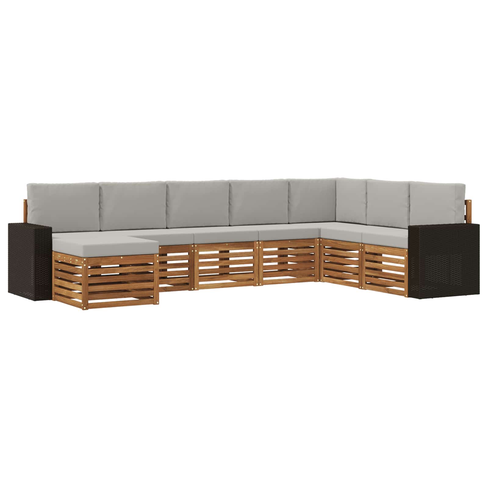 Buiten bankenset met kussen 8 pcs Naturel en lichtgrijs is nu te koop bij PeponiXL, paradijselijk wonen!