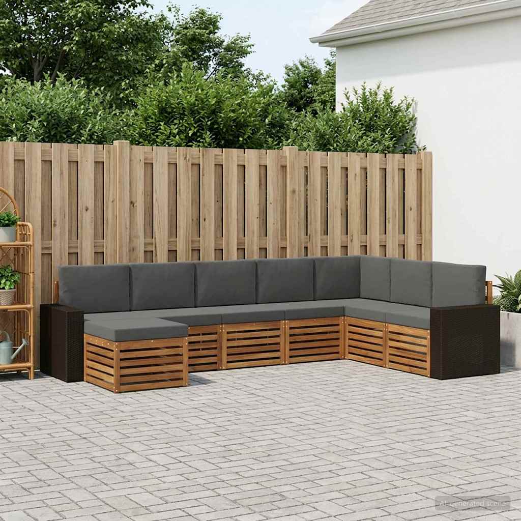 Buiten bankenset met kussen 8 pcs Natuurlijk en Antraciet is nu te koop bij PeponiXL, paradijselijk wonen!
