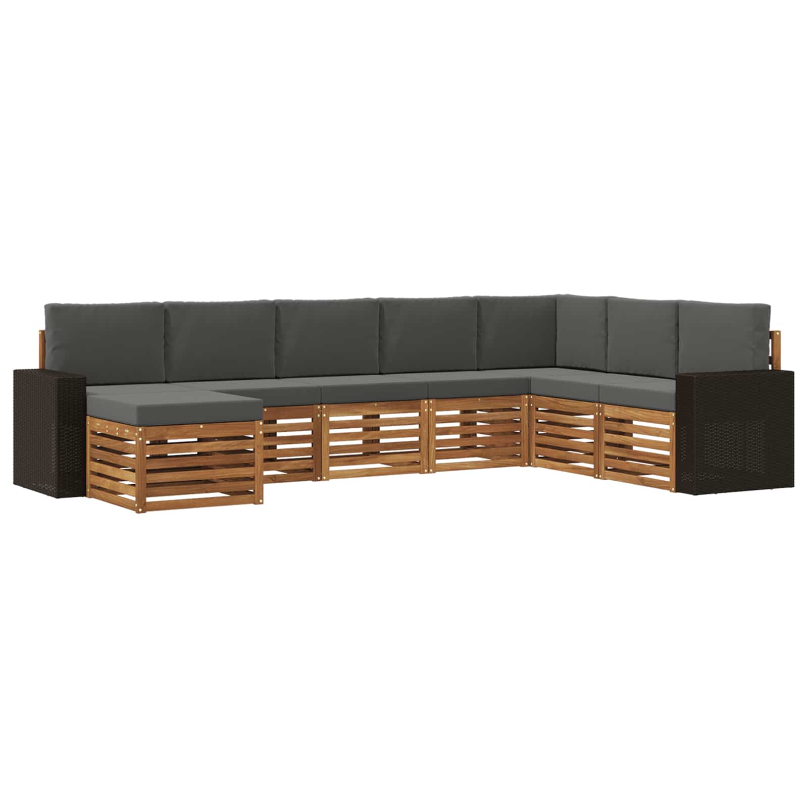 Buiten bankenset met kussen 8 pcs Natuurlijk en Antraciet is nu te koop bij PeponiXL, paradijselijk wonen!