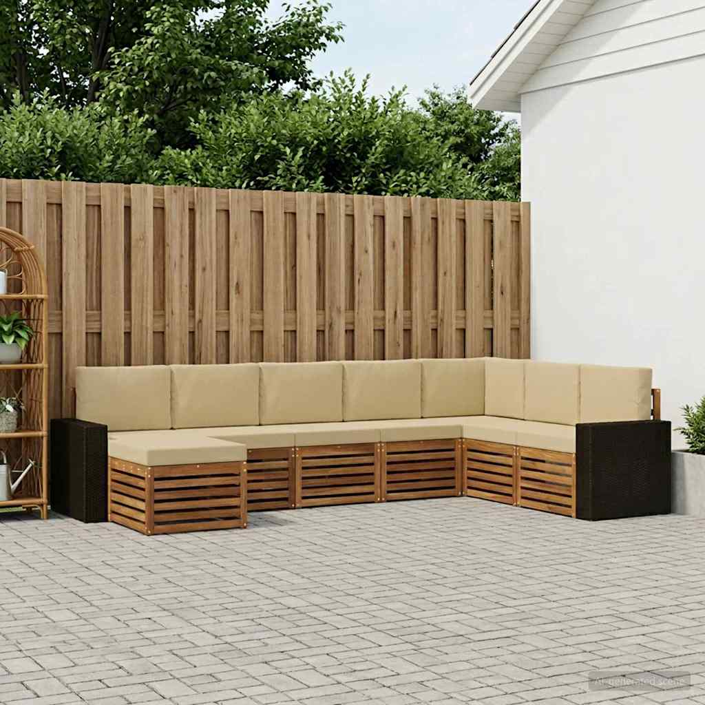 Buiten bankenset met kussen 8 pcs Natuurlijk en Beige is nu te koop bij PeponiXL, paradijselijk wonen!