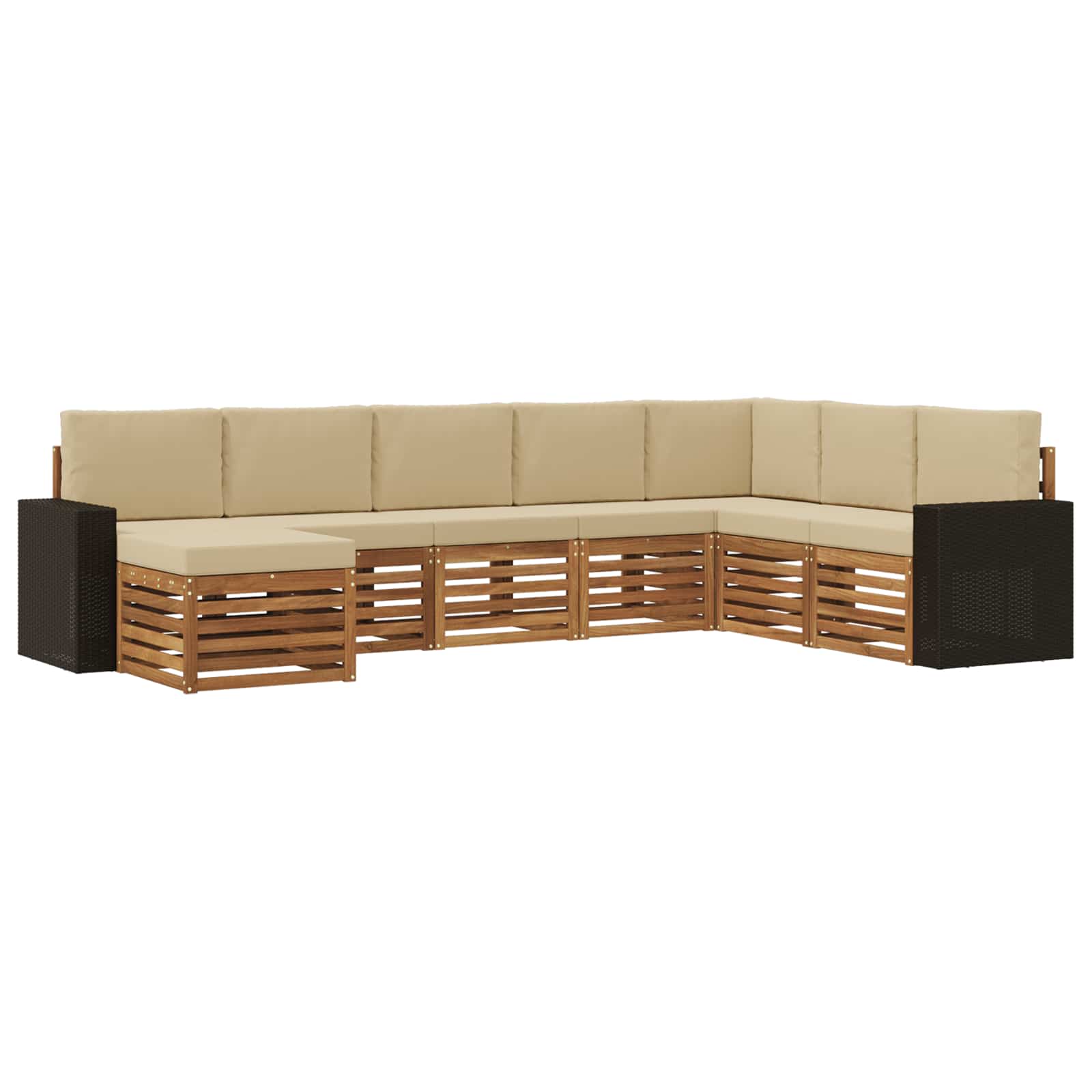Buiten bankenset met kussen 8 pcs Natuurlijk en Beige is nu te koop bij PeponiXL, paradijselijk wonen!
