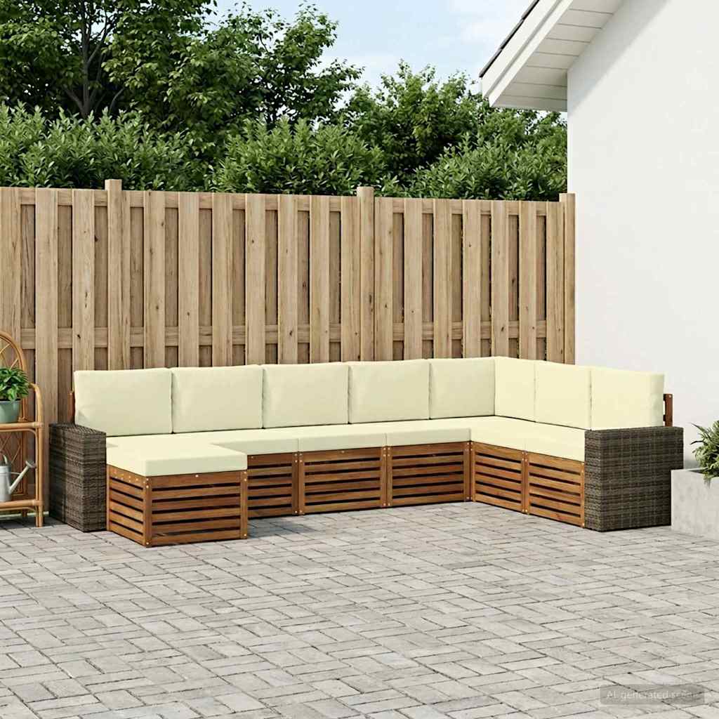 Buiten bankenset met kussen 8 pcs Natuurlijk en Crème is nu te koop bij PeponiXL, paradijselijk wonen!