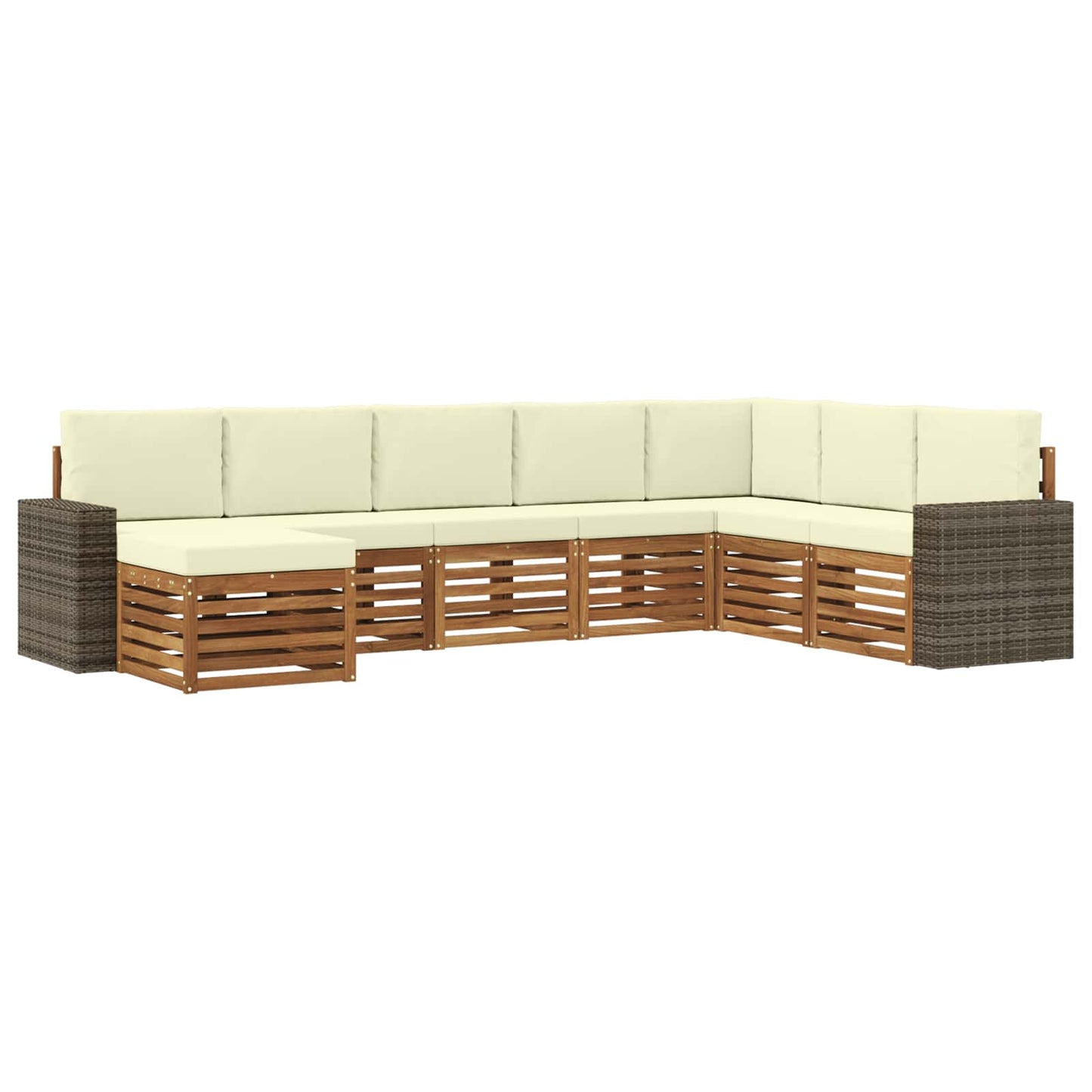 Buiten bankenset met kussen 8 pcs Natuurlijk en Crème is nu te koop bij PeponiXL, paradijselijk wonen!
