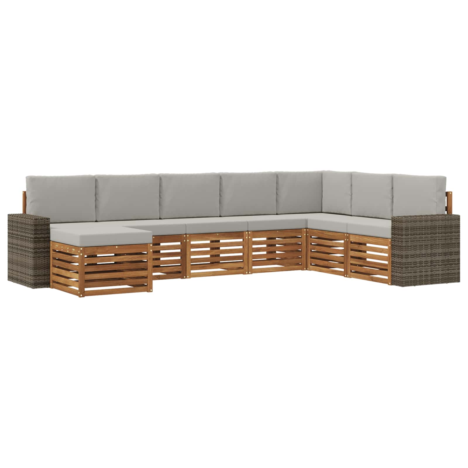 Buiten bankenset met kussen 8 pcs Naturel en lichtgrijs is nu te koop bij PeponiXL, paradijselijk wonen!