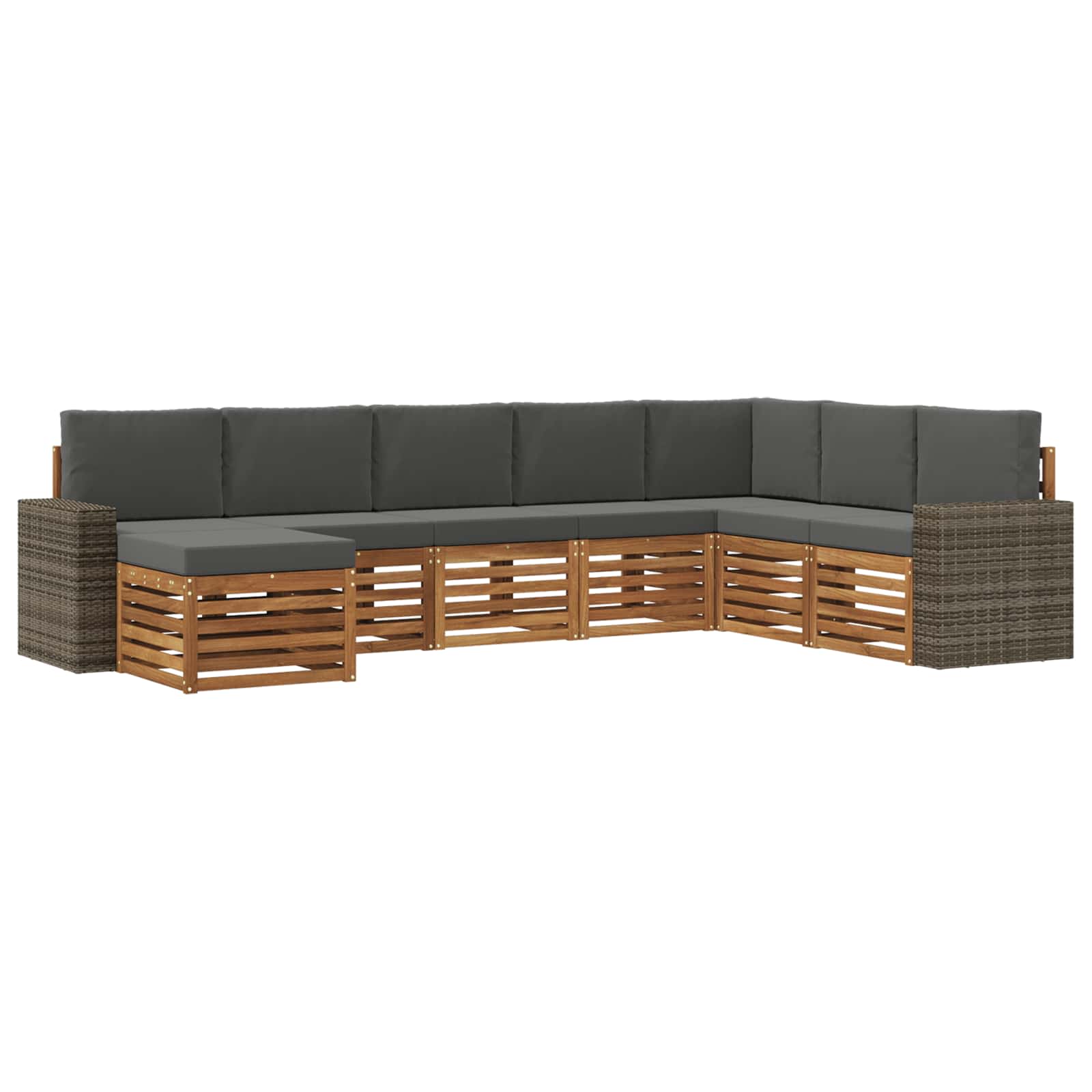 Buiten bankenset met kussen 8 pcs Natuurlijk en Antraciet is nu te koop bij PeponiXL, paradijselijk wonen!