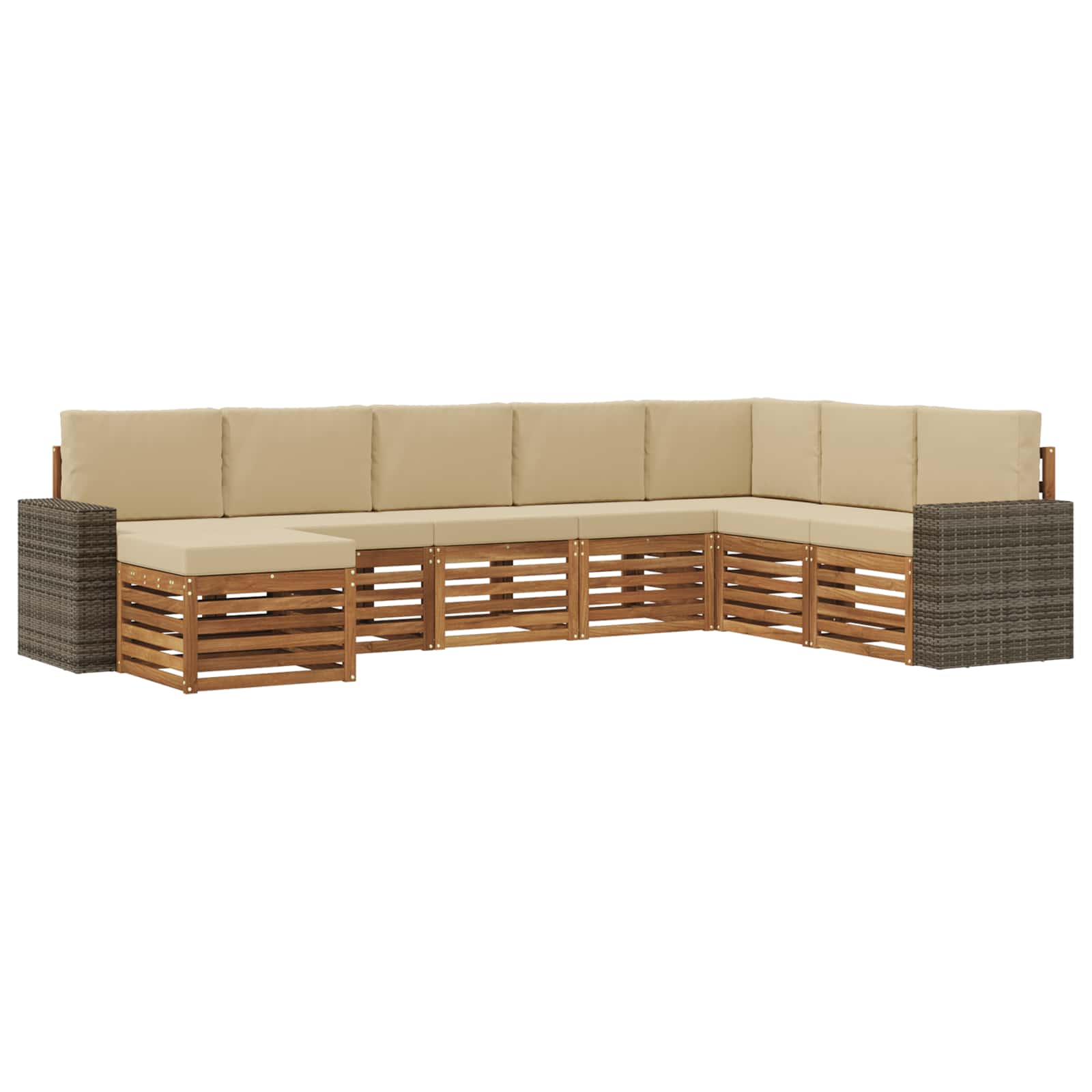 Buiten bankenset met kussen 8 pcs Natuurlijk en Beige is nu te koop bij PeponiXL, paradijselijk wonen!
