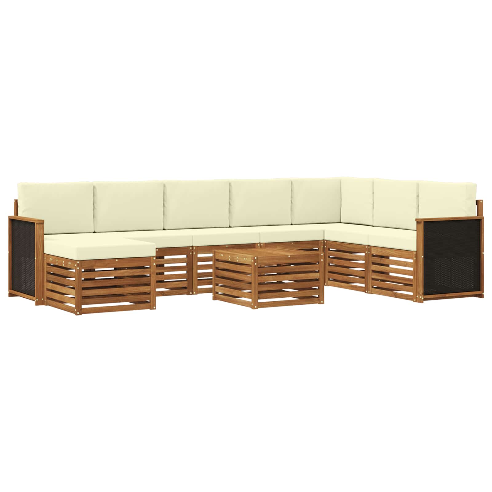 Buiten bankenset met kussen 7 pcs Natuurlijk en Crème is nu te koop bij PeponiXL, paradijselijk wonen!