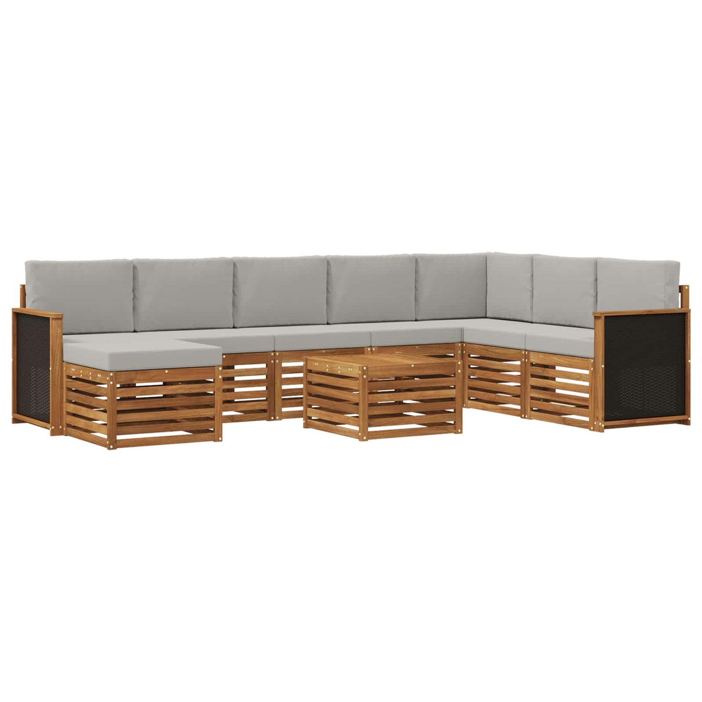 Buiten bankenset met kussen 7 pcs Naturel en lichtgrijs is nu te koop bij PeponiXL, paradijselijk wonen!