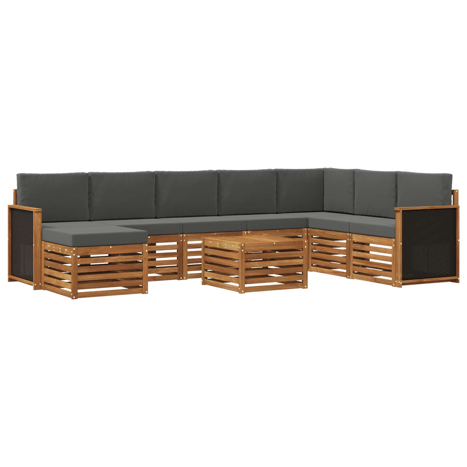 Buiten bankenset met kussen 7 pcs Natuurlijk en Antraciet is nu te koop bij PeponiXL, paradijselijk wonen!