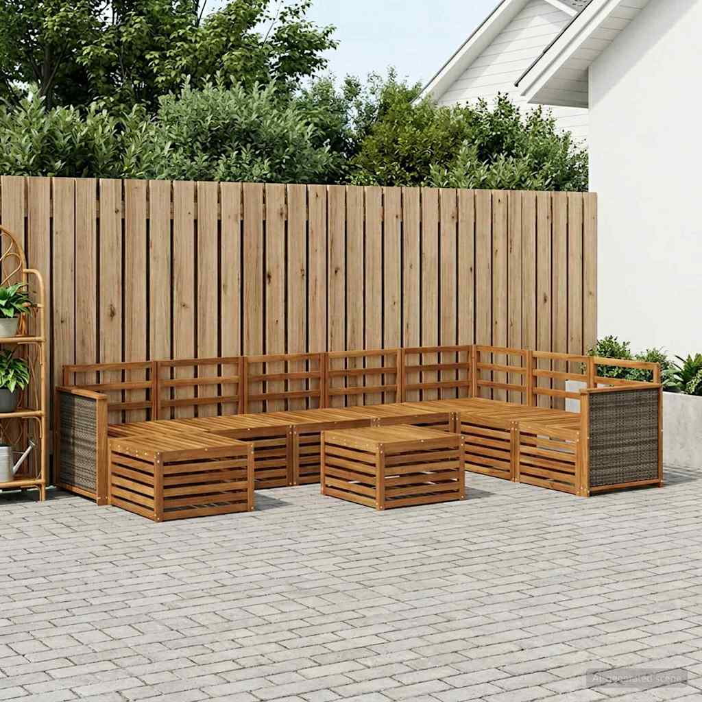 Buiten bankenset 7 pcs Naturel Massief Acaciahout is nu te koop bij PeponiXL, paradijselijk wonen!