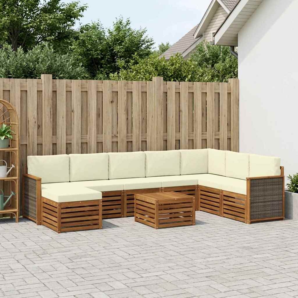 Buiten bankenset met kussen 7 pcs Natuurlijk en Crème is nu te koop bij PeponiXL, paradijselijk wonen!