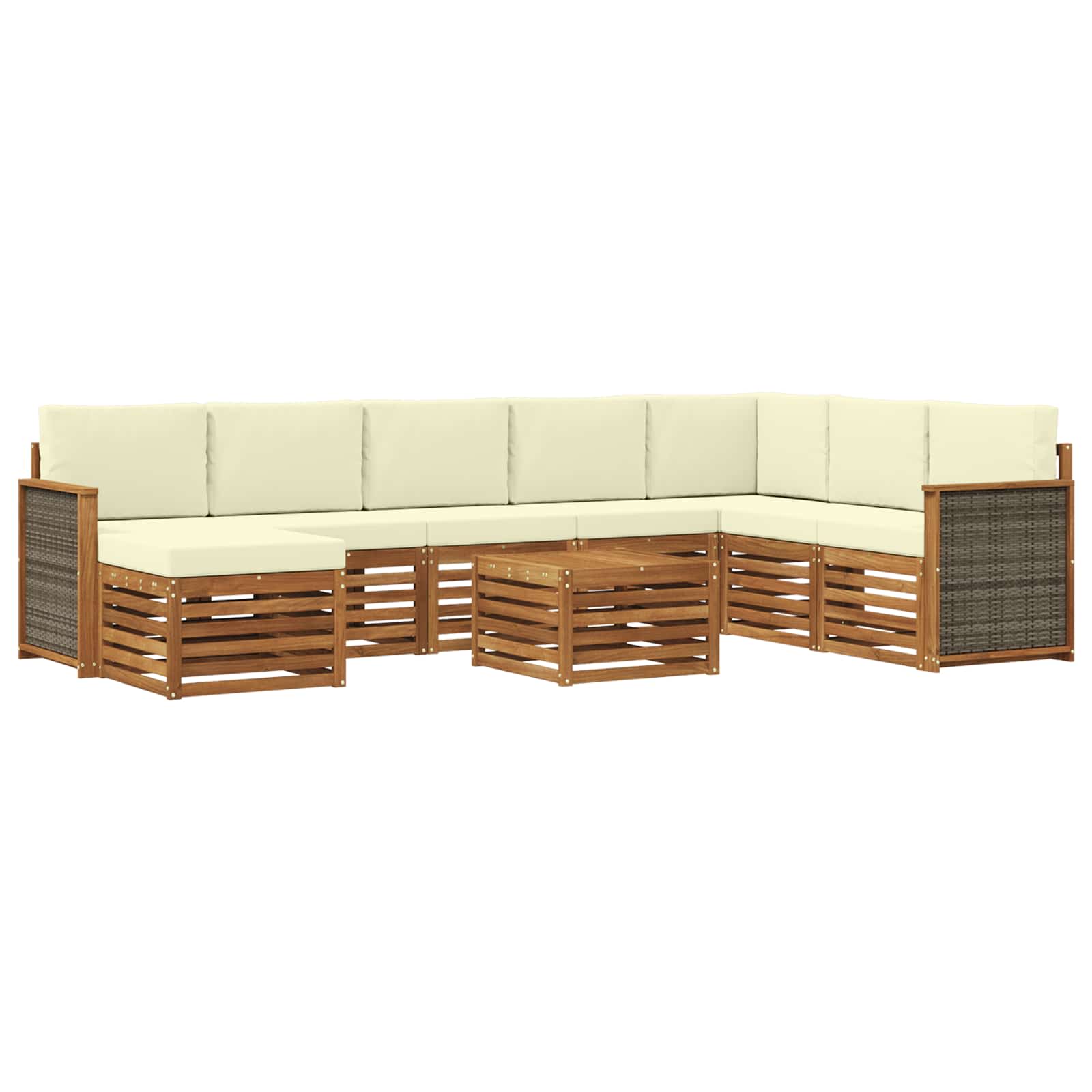 Buiten bankenset met kussen 7 pcs Natuurlijk en Crème is nu te koop bij PeponiXL, paradijselijk wonen!