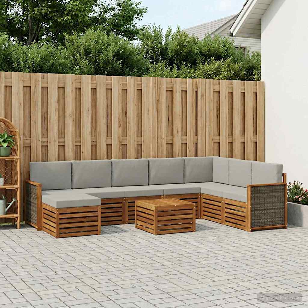 Buiten bankenset met kussen 7 pcs Naturel en lichtgrijs is nu te koop bij PeponiXL, paradijselijk wonen!