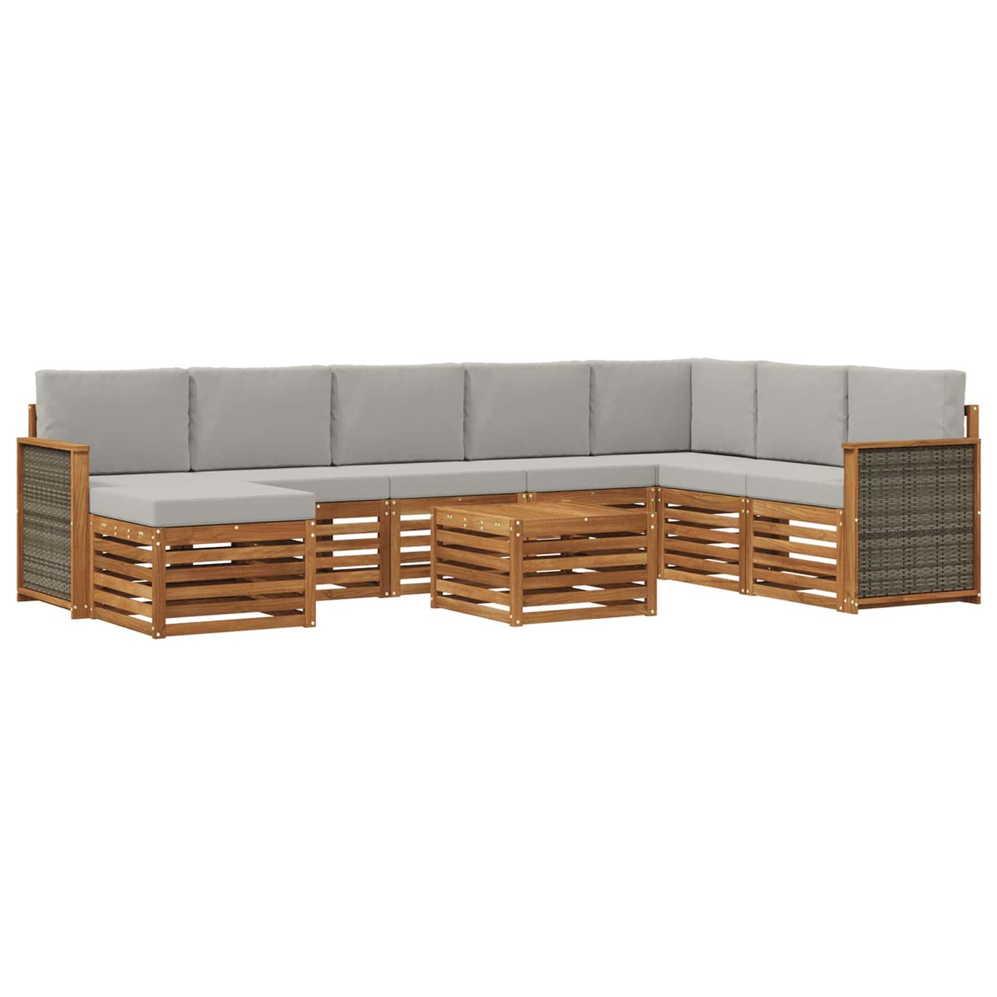 Buiten bankenset met kussen 7 pcs Naturel en lichtgrijs is nu te koop bij PeponiXL, paradijselijk wonen!