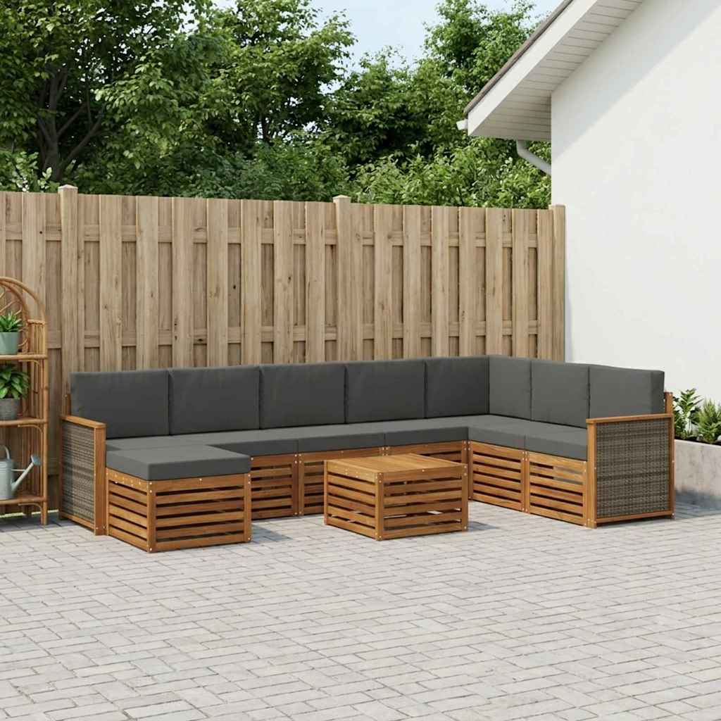 Buiten bankenset met kussen 7 pcs Natuurlijk en Antraciet is nu te koop bij PeponiXL, paradijselijk wonen!