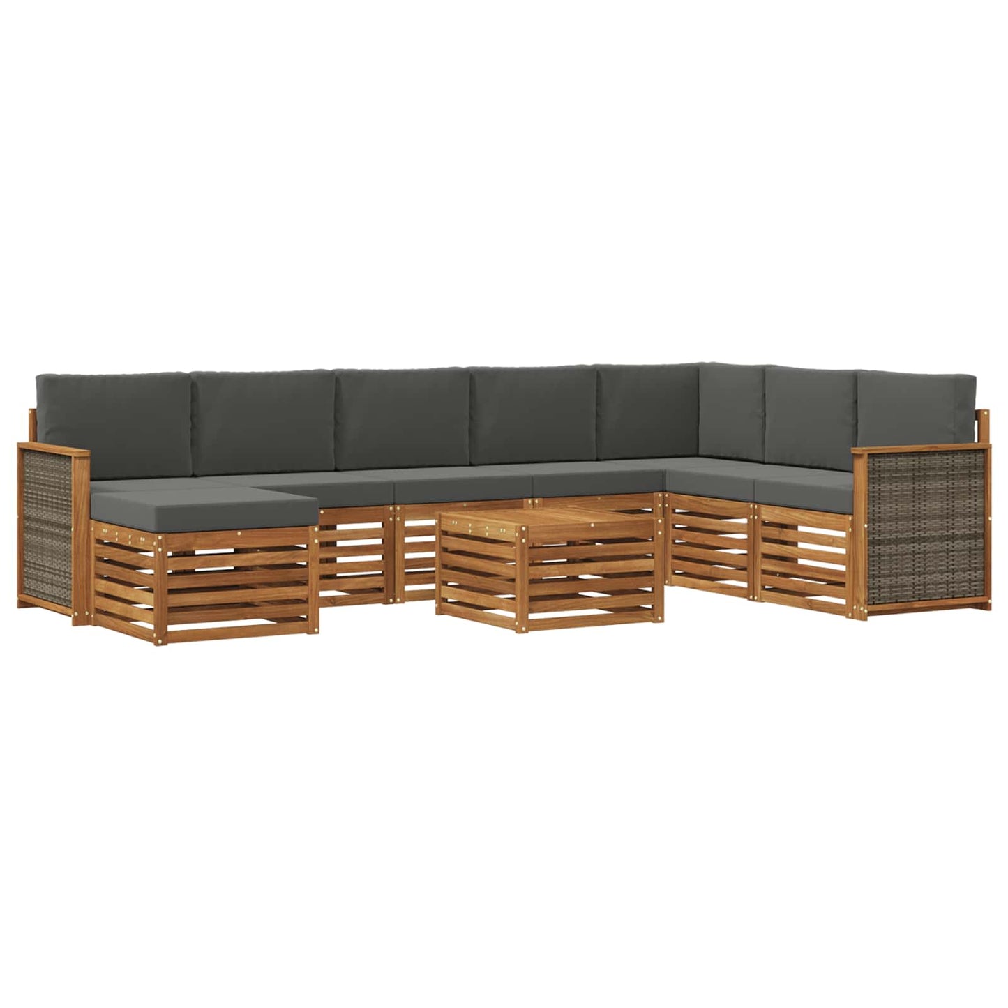 Buiten bankenset met kussen 7 pcs Natuurlijk en Antraciet is nu te koop bij PeponiXL, paradijselijk wonen!