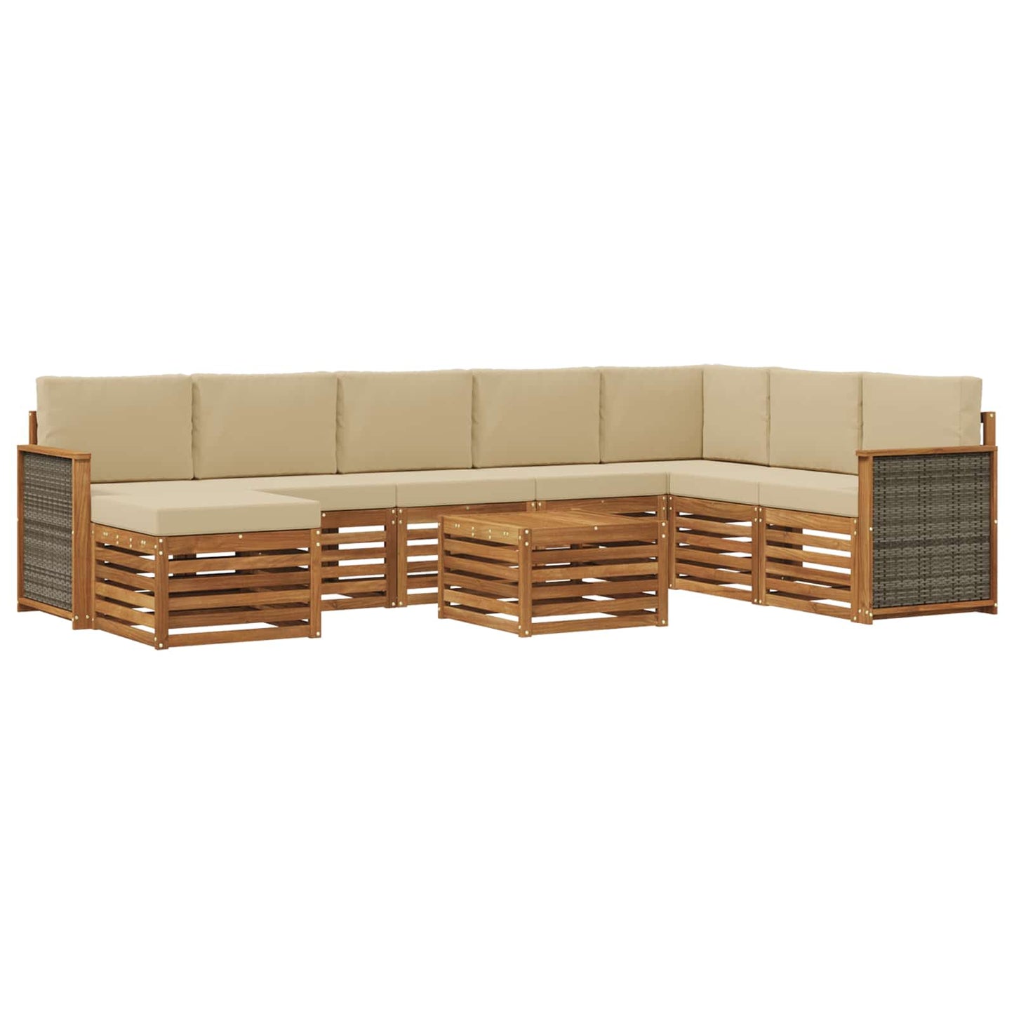 Buiten bankenset 7 pcs Naturel Massief Acaciahout en Polyester is nu te koop bij PeponiXL, paradijselijk wonen!