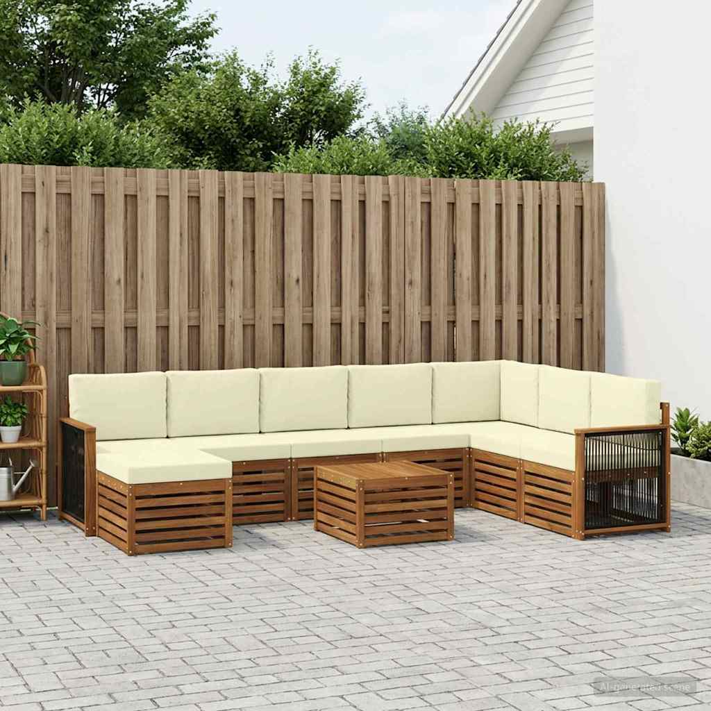 Buiten bankenset met kussen 7 pcs Natuurlijk en Crème is nu te koop bij PeponiXL, paradijselijk wonen!