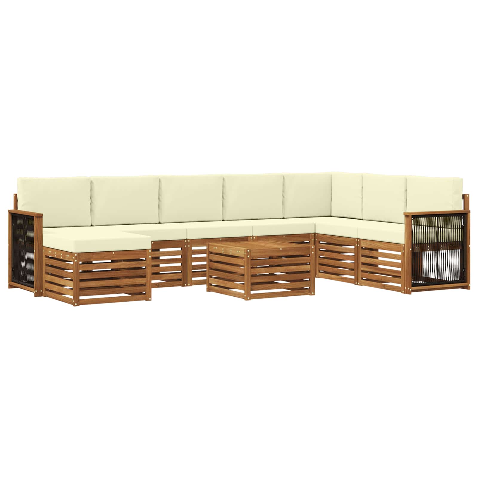 Buiten bankenset met kussen 7 pcs Natuurlijk en Crème is nu te koop bij PeponiXL, paradijselijk wonen!