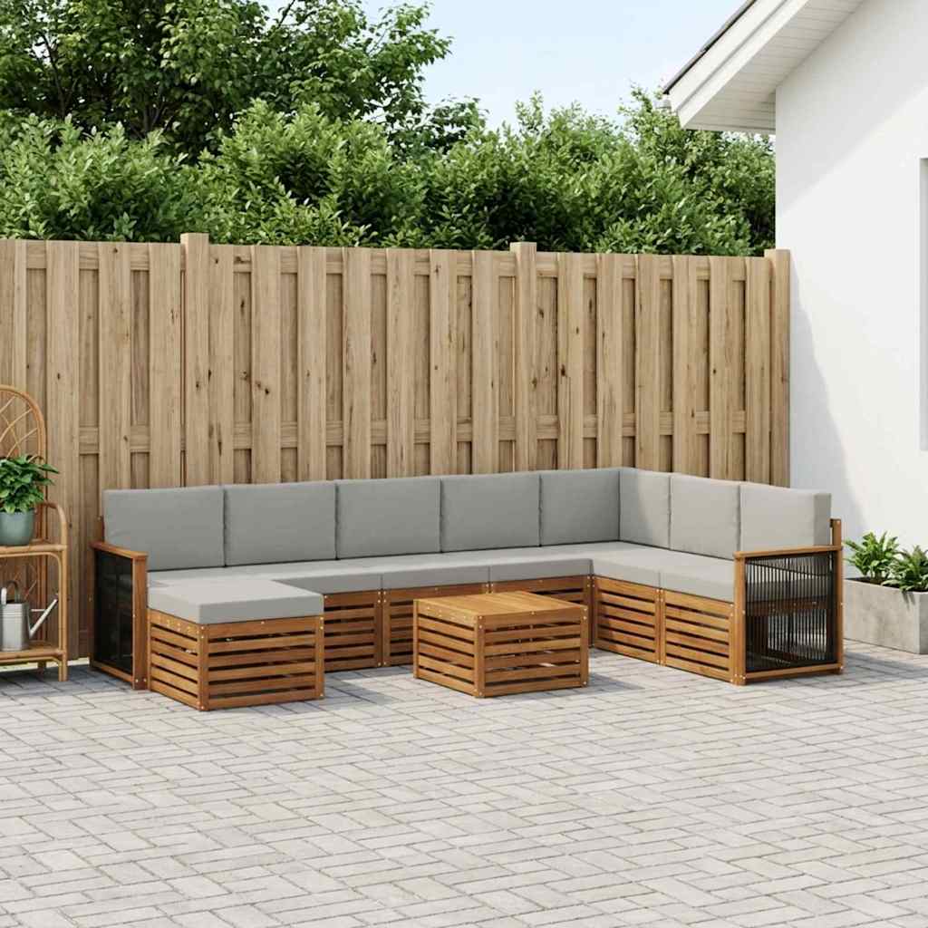 Buiten bankenset met kussen 7 pcs Naturel en lichtgrijs is nu te koop bij PeponiXL, paradijselijk wonen!