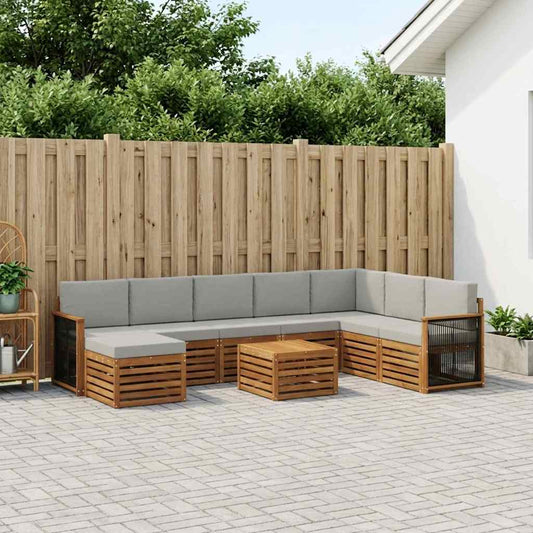 Buiten bankenset met kussen 7 pcs Naturel en lichtgrijs is nu te koop bij PeponiXL, paradijselijk wonen!