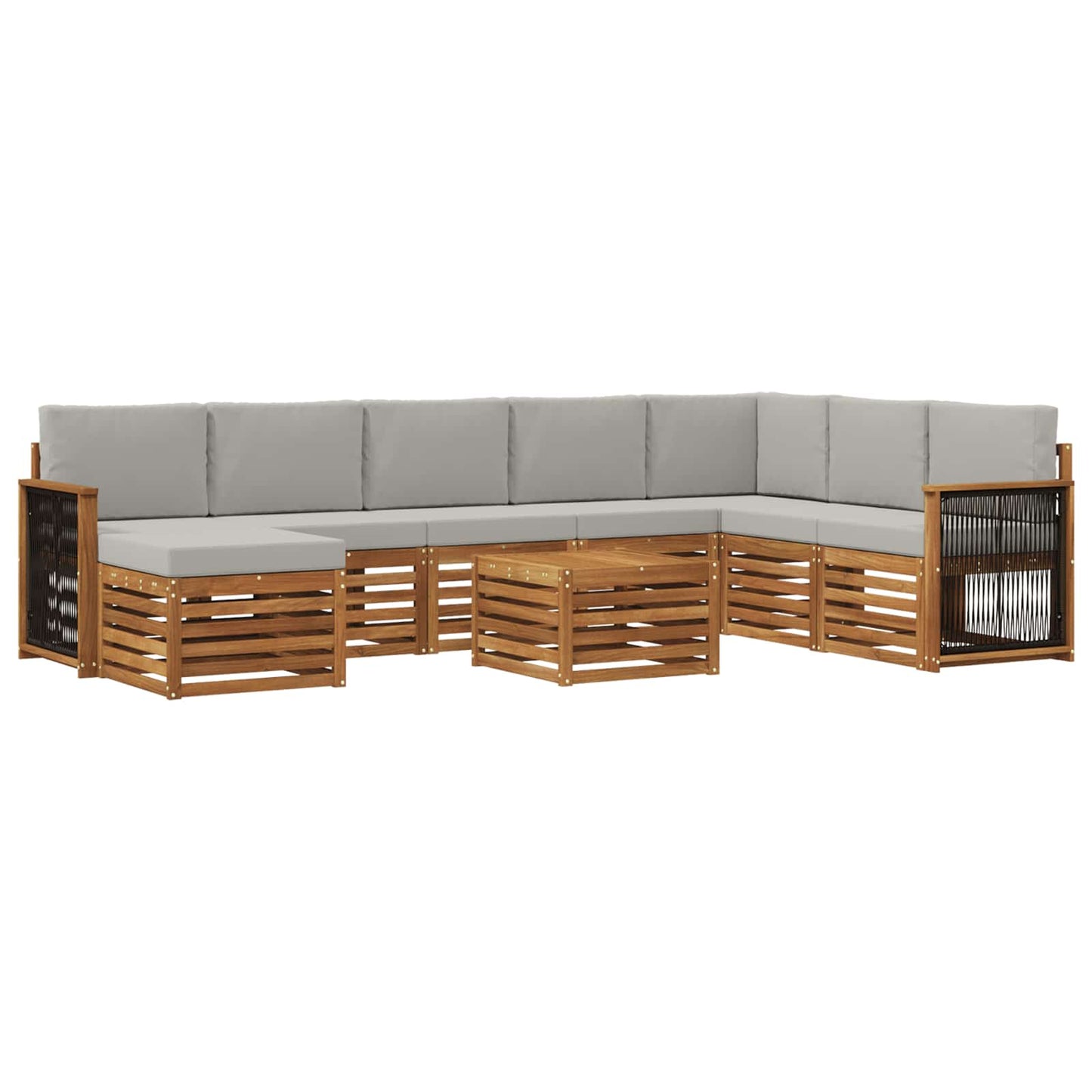 Buiten bankenset met kussen 7 pcs Naturel en lichtgrijs is nu te koop bij PeponiXL, paradijselijk wonen!