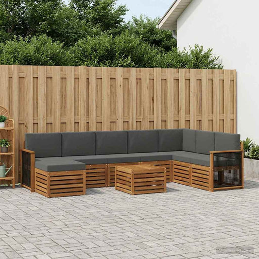 Buiten bankenset met kussen 7 pcs Natuurlijk en Antraciet is nu te koop bij PeponiXL, paradijselijk wonen!
