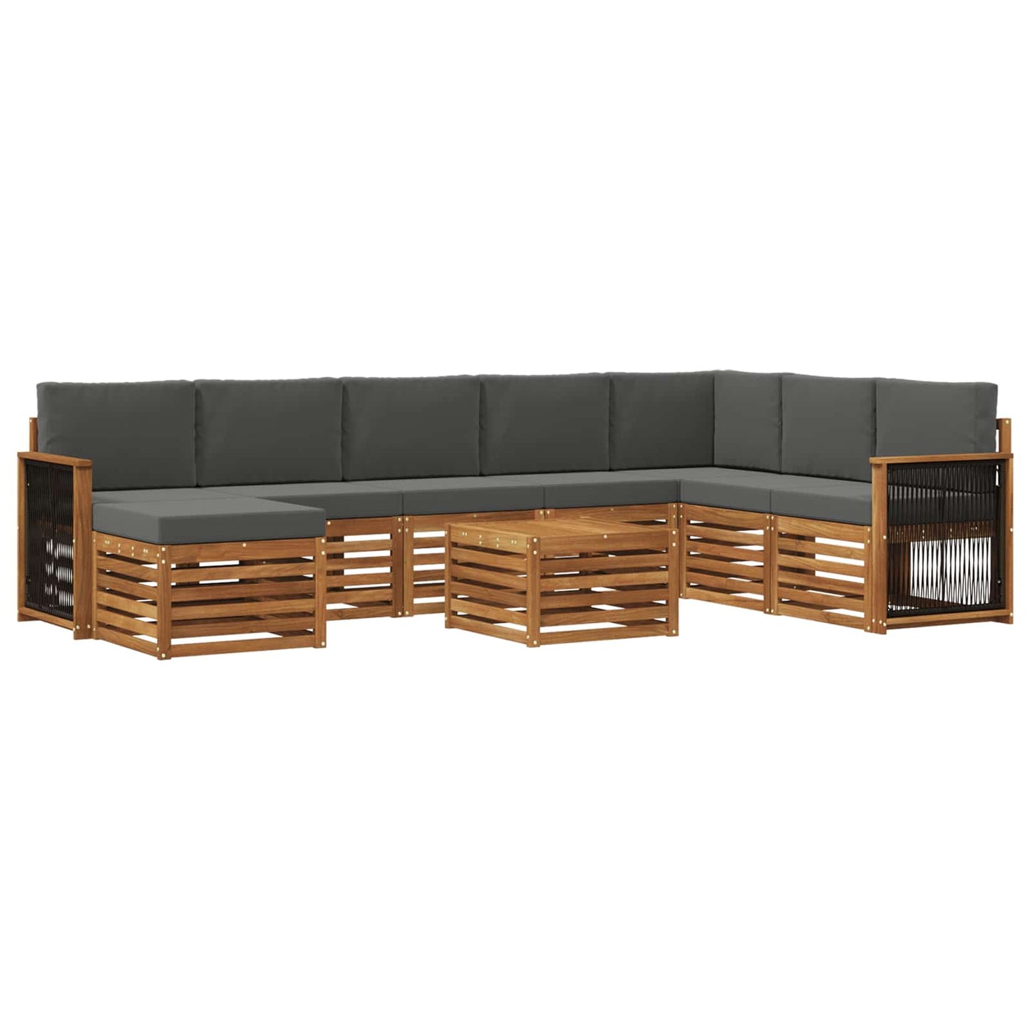 Buiten bankenset met kussen 7 pcs Natuurlijk en Antraciet is nu te koop bij PeponiXL, paradijselijk wonen!