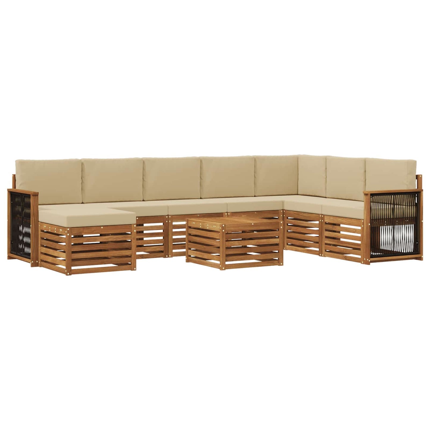 Buiten bankenset 7 pcs Naturel Massief Acaciahout en Polyester is nu te koop bij PeponiXL, paradijselijk wonen!