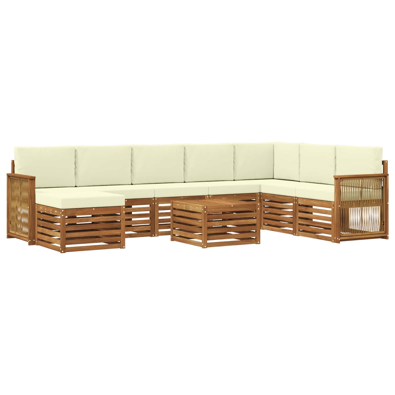 Buiten bankenset met kussen 7 pcs Natuurlijk en Crème is nu te koop bij PeponiXL, paradijselijk wonen!