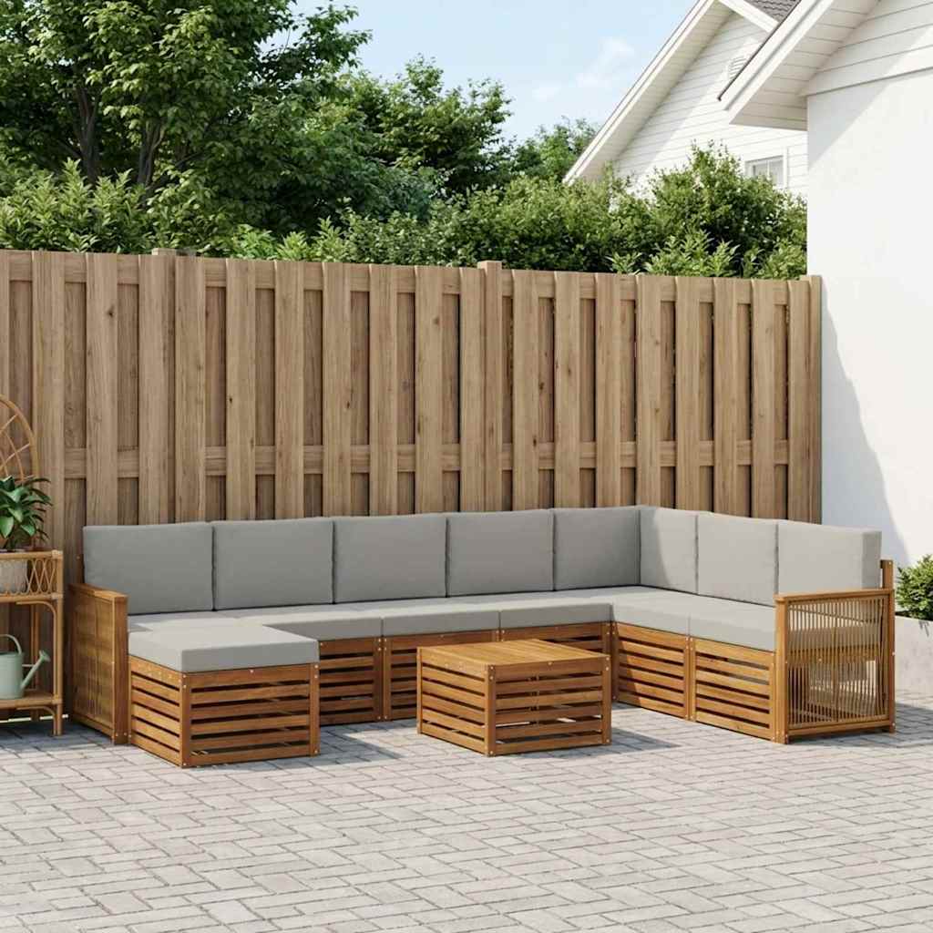 Buiten bankenset met kussen 7 pcs Naturel en lichtgrijs is nu te koop bij PeponiXL, paradijselijk wonen!